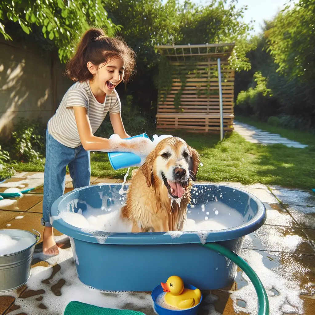 Badetechniken für Hunde.