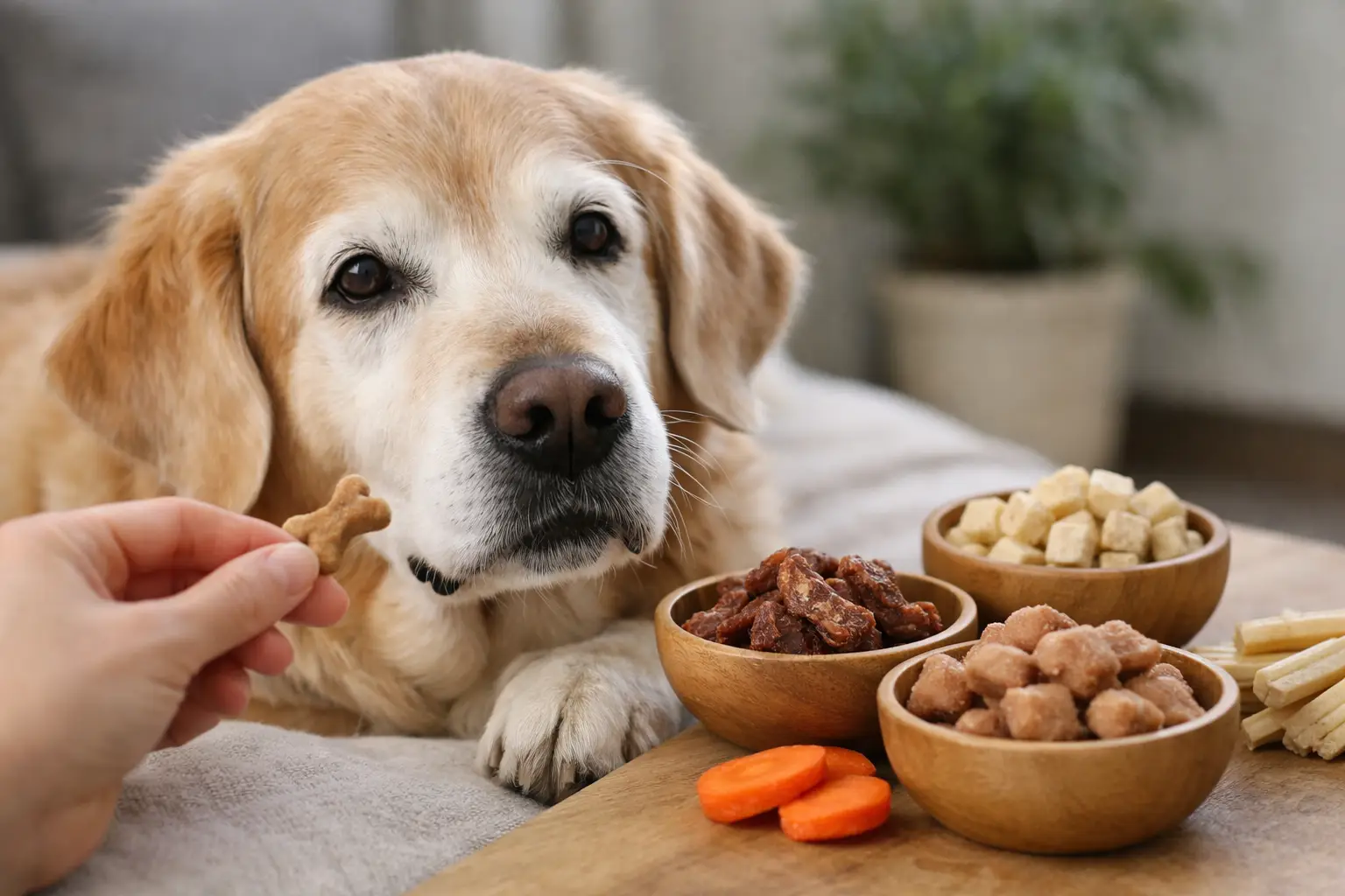 Schonende Hundesnacks für Senioren wählen