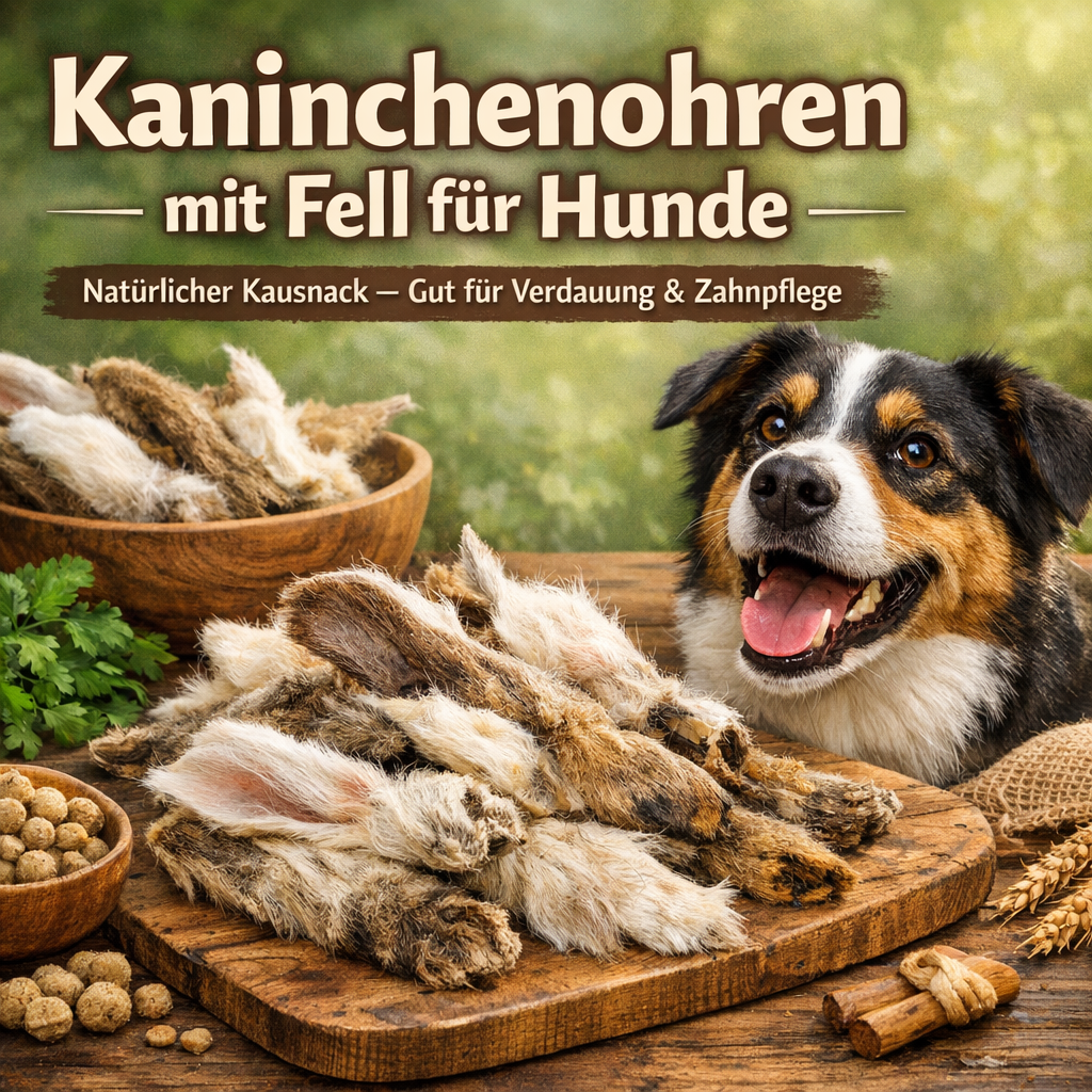 Kaninchenohren mit Fell für Hunde