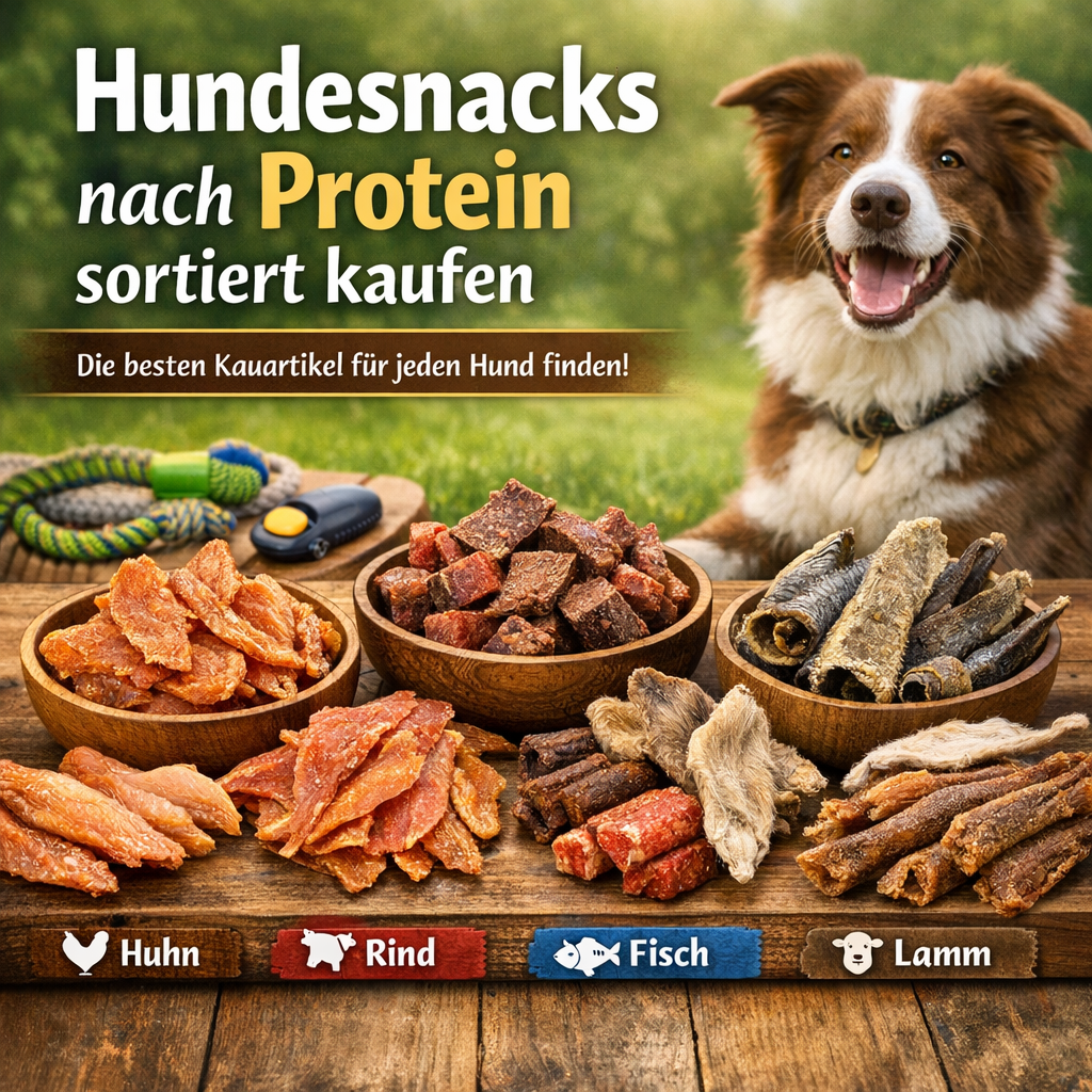 Hundesnacks nach Protein sortiert kaufen